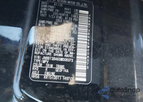 2025 Nissan Rogue Sv Fwd из США, поврежденный, VIN JN8BT3BA6SW008373